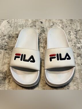 Fila White Slide Sandals